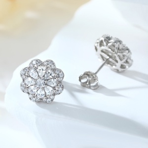 Pendientes de Botón de Plata de Ley 925 con Circonita Cúbica, al por Mayor - Product Image 3