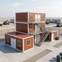Maison conteneur empilable à double étage en acier préfabriqué, cabine modulaire pour logement du personnel, camp, bureau