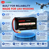 Pin UAV bền bỉ 6S 27000mAh 23.7V 10C cho máy bay không người lái bảo vệ thực vật, có đầu nối tùy chỉnh, sẵn sàng giao hàng, tuổi thọ chu kỳ cao