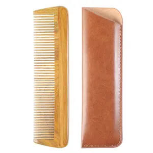 Handmade 100% Natural Green Sandalwood Fine Tooth Wooden Comb for Men Hair,Beard, and Mustache Styling