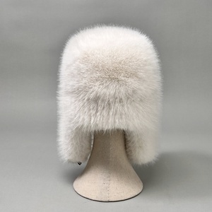 Chapeau aviateur en fausse fourrure de couleur unie pour femme, chapeau chaud d'hiver style russe avec protection pour les oreilles, chapeau en fourrure Lei Feng - Product Image 6