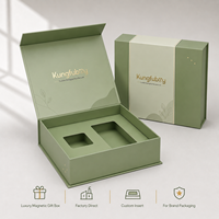 Boîte rigide personnalisée de luxe avec logo, emballage cadeau magnétique vert sauge premium avec insert en EVA pour les ensembles de soins de la peau et les cosmétiques