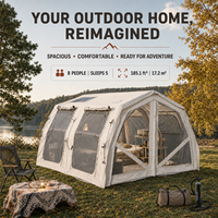 Tente pneumatique familiale Coody 17.2 Familia Pro Air - Beige, luxe, gonflable, pour le camping, toutes saisons, grande tente familiale gonflable