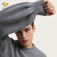 AJB Pull-over d'hiver pour homme, couleur unie, en laine douce tricotée, respirant, anti-plis, à manches lanternes, avec dessins personnalisés