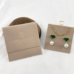 Wholesale Rings Jewelry Emboss Suede Microfiber Jewelry Pouch with Insert Pad Custom logo Velvet Jewelry Packaging Bags Display - Product Image 1