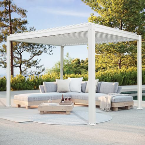 Pergola de jardin personnalisable 163, en alliage d'aluminium résistant à la décomposition, avec options d'accessoires LED, cadre en acier inoxydable et télécommande - Product Image 6