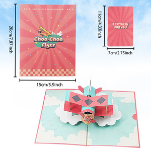 Biglietti d'Auguri Personalizzati 3D Ecologici e Riciclabili in Carta con Busta a Forma di Aeroplano per Compleanno e San Valentino - Product Image 5