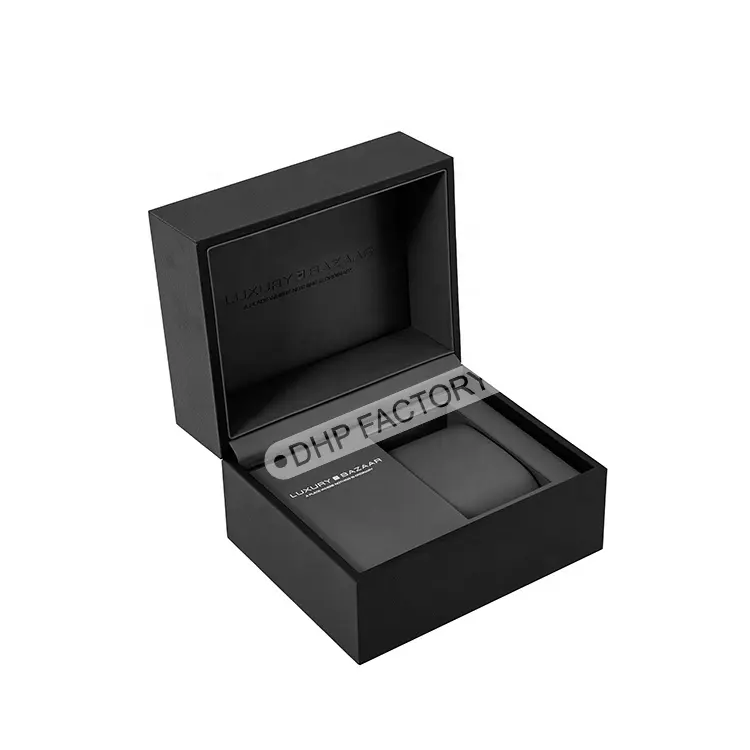 Fábrica da marca OEM Design Logotipo Personalizado Feito de Embalagem de Presente de Luxo de Couro PU Articulada Exibir Única Caixa de Relógio De Madeira