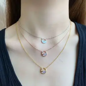 Dylam Hot Sale Korean Style Elegant Accessories CZ 5A Girlfriend Gift Mother Pearl s925 Silver Pendant Necklace