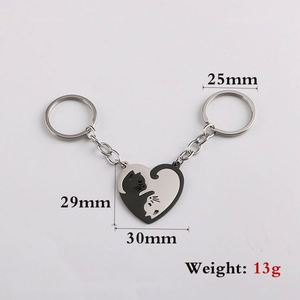 Colgante de Gato de Amor para Parejas, Llavero Antipérdida de Acero Inoxidable, Anillo para Colgar en Bolsos, Accesorios - Product Image 3