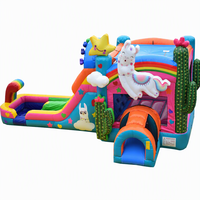 Château gonflable commercial pour enfants Llama Rainbow en PVC avec toboggan, tailles personnalisées disponibles