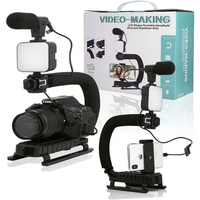 Stabilisateur de caméra portable de type AY49U/C avec support de bâton de selfie de microphone de lumière de remplissage pour iPhone Android pour la diffusion en direct