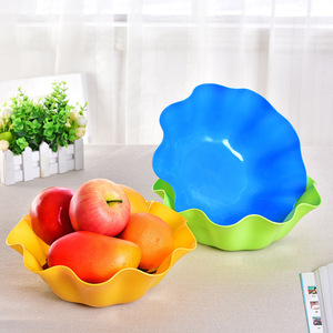 Lotus Leaf Shaped Fruit Plate Plastic Lightweight Snack Bowl For Living Room Party Use Small Yellow Blue Green Large Red - Product Image 1