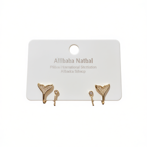 Boucles d'oreilles clous plaquées or Allibaba Natbal avec strass en cristal, design queue de sirène, pour usage quotidien féminin - Product Image 1