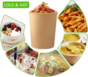 Conteneur alimentaire jetable personnalisé de 32 oz pour soupe chaude, bol en papier kraft avec logo, gobelets en papier personnalisés - Product Image 4