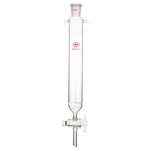 Pabrik Barang Pecah Belah Lab Kustom Tiongkok Kaca Boro Tinggi 3.3 Kolom Kromatografi Berdinding Tebal Stopcock PTFE - Product Image 4