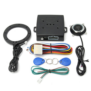 Système de démarrage sans clé pour voiture 12V universel, interrupteur de démarrage à un bouton avec RFID antivol, kit de câblage LED bleu type C - Product Image 1