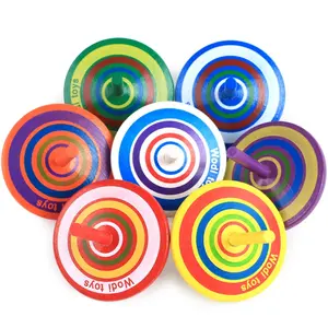 Mode coloré dessiné à la main Simple en bois toupie jouets anti-Stress Fidgety Gyro jouet en bois Fidget Spinner