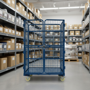 500kg duurzame stalen verzinkte opvouwbare stapelbare wasruimte transportrolcontainer inklapbare rolwagen kooi - Product Image 1