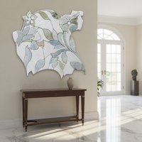 Mosaïque de pierre en marbre à motif de feuilles vertes modernes, design parquet pour la décoration intérieure des murs et des sols des villas