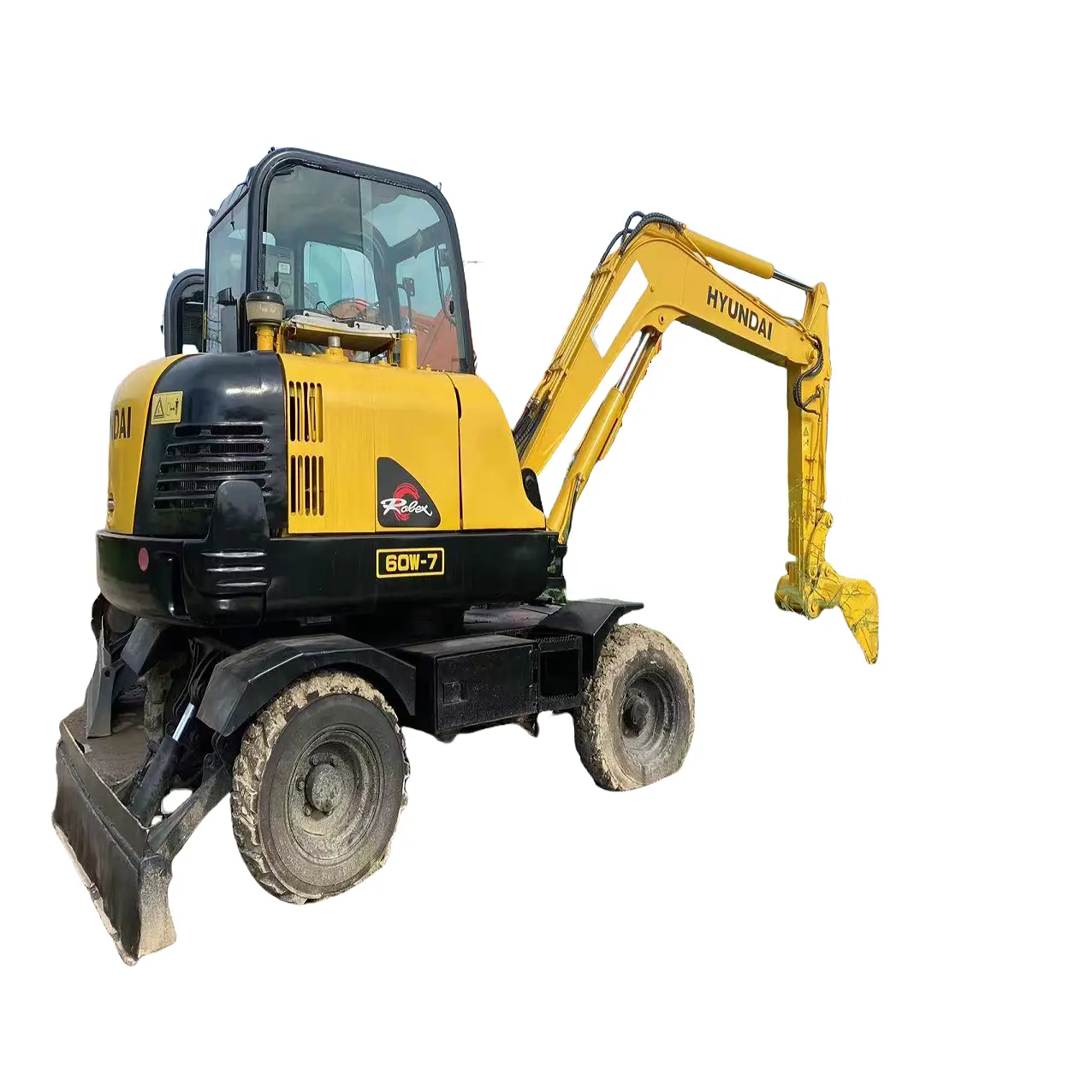 Excavateur sur roues Hyundai 60w-7 d'occasion à basse heure en bonne condition mini excavateur sur roues 6 tonnes d'occasion Hyundai 60w en vente