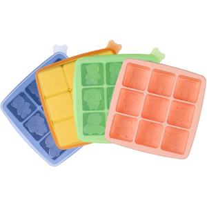 Household Children Food Storage Container 9 Cavity <b>Ice</b> Cube Molds Food Grade Silicone <b>Ice</b> Cube Tray With Lid - Product Image 5