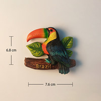 Aimant de réfrigérateur 3D peint en forme de toucan brésilien, style sud-américain, souvenir touristique, cadeau, objet de collection, décoration intérieure, cuisine, fabriqué en Chine