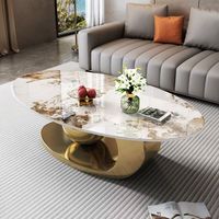 Table basse moderne en métal et pierre de luxe italienne, petite, dorée ou noire, ensemble de tables basses de luxe pour salon
