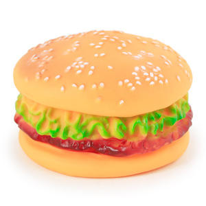 Jouet interactif pour chien en TPR en forme de hamburger, résistant à la mastication, pour la propreté dentaire et l'entraînement, couineur, très vendu - Product Image 1