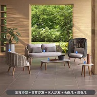 Modernes Komfortables Massivholz-Teak Outdoor-Esstisch- und Stuhl-Set für Villa und Park