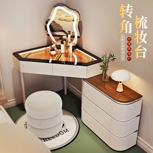 Coiffeuse d'angle moderne avec miroir et tiroirs de rangement pour chambre à coucher - Product Image 4