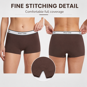 Culottes taille haute pour femmes, douces, respirantes, en nylon, avec logo lettre sur la ceinture élastique, sans couture, vente en gros - Product Image 4