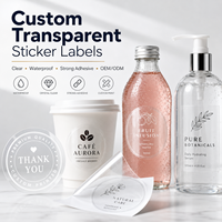 Autocollants ronds transparents personnalisés, logo en encre blanche, étiquettes de scellement, autocollants en vinyle transparent imperméables pour l'emballage