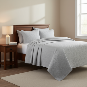 Coil & Co. Ensemble de couette grise pour lit double, 4 pièces, réversible, pour toutes les saisons, literie en coton - Product Image 2