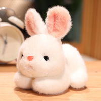 Lapin de pâques en peluche réaliste de 20cm, jouet doux de haute qualité, lapin couché à plat sur le ventre, Animal en peluche