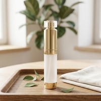 Flacon pompe airless en acrylique givré doré rechargeable 15ml 20ml pour sérum et crème contour des yeux, faible MOQ, avec applicateur massant
