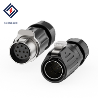 Connecteur d'alimentation circulaire étanche IP68 en alliage de cuivre avec boîtier PBT LP20 250V-500V, fiche aviation 2/3/4/10/12/19/24 broches