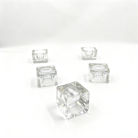 Verre Transparent romantique photophore carré bougeoir accessoires pour la maison ambiance créative aux chandelles dîner décoration