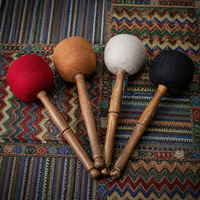 Ensemble de marteaux pour bols chantants de plusieurs tailles, avec têtes en bois, feutre de laine, daim et silicone, pour bols tibétains en cristal et guérison sonore