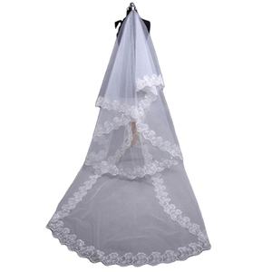 Accessoires de <span class=keywords><strong>mariage</strong></span> Ecoparty Voile de <span class=keywords><strong>mariage</strong></span> court blanc ivoire Voile de mariée une couche Appliques bord en dentelle Accessoires de <span class=keywords><strong>mariage</strong></span> bon marché - Product Image 1
