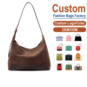 กระเป๋าหนังแท้ชั้นบนสุดแบบนูบัค สีน้ำตาลเข้ม สไตล์เรโทรพรีเมียม ดีไซน์เก๋ไก๋ สะพายใต้วงแขน รับผลิตแบบ OEM - Product Image 1