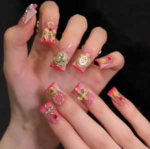 10 pièces de faux ongles à presser en gel UV, durables, en acrylique, sculptés, pour manucure, faits main, vente en gros - Product Image 6