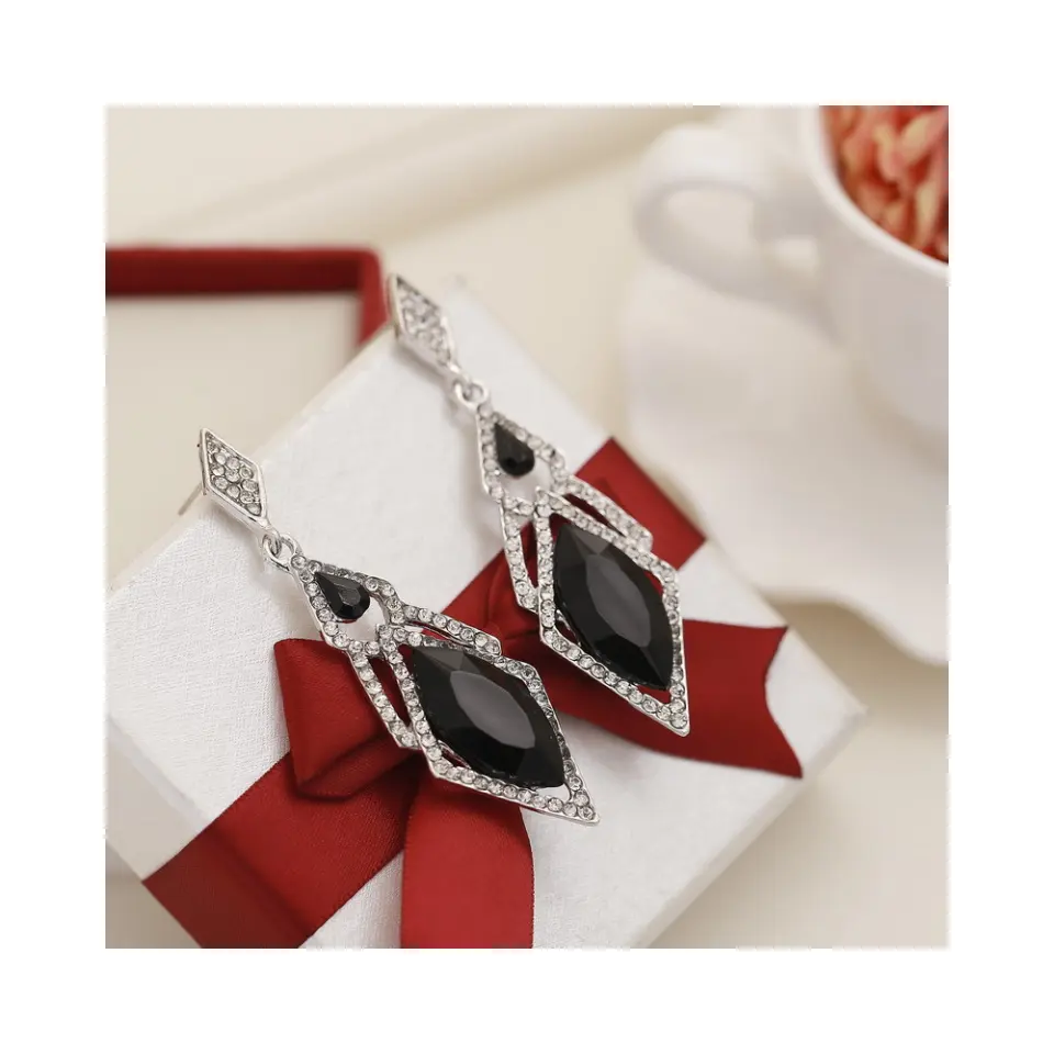 Brincos europeus e americanos de cristal geométrico em forma de diamante brincos Ladylike estilo jantar vestido acessórios brincos