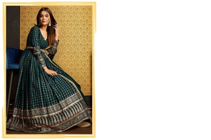 ชุดผ้าจอร์เจียเทียมเย็บเต็มรูปแบบลายฟอยล์สุดพิเศษเหมาะสำหรับงานแต่งงานและโอกาสพิเศษในงานเทศกาลสินค้าใหม่ - Product Image 2