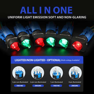 16mm 塑料 5A 旋转开关 带灯高光控制设备 1NO1NC 常开常闭选择开关 3 位 ON OFF - Product Image 5