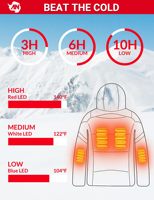 20000mAh Akku-Pack Weiche Fleece Reißverschluss Beheizte Jacke Weste Wasserdicht Winddicht Winter Wärme Herren Damen Snowboarden 7,4V