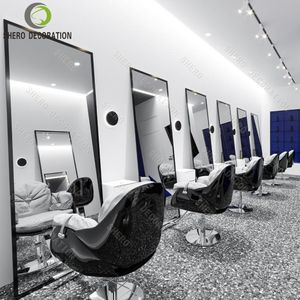 Muebles de Barbería Personalizados y Duraderos, Gabinete de Madera para Barbería, Estación de Espejo para Salón de Belleza, Gabinete de Exhibición para Salón - Product Image 1