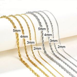 Factory 2-5mm Twisted Link <b>Chain</b> Necklace 316L Stainless Steel Gold Plated Classic <b>Rope</b> <b>Chain</b> for Jewelry Making - Product Image 1