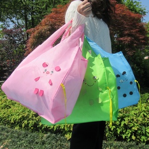 Forma Animal cerdo forma bolsas de rollo reutilizable Eco plegable promoción bolso Shopper supermercado de compras plegable bolso con cremallera <span class=keywords><strong>po</strong></span> - Product Image 3