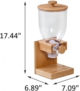 Nuovo Dispenser Classico in Legno per Cereali e Caramelle, Contenitore Compatto da Banco per Alimenti Secchi, con Controllo Singolo e Vano Porta Snack - Product Image 3
